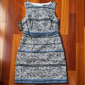 The Limited Navy and White Striped Textured Sheath Dress